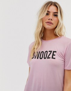 Пижамный комплект с брюками и футболкой с принтом \snooze\" Adolescent Clothing-Розовый