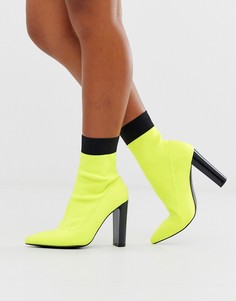 Неоново-желтые ботильоны на блочном каблуке ASOS DESIGN Enhance-Желтый