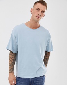 Синяя oversize-футболка из органического хлопка с необработанным вырезом ASOS DESIGN-Синий