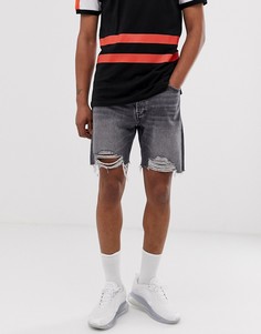 Рваные джинсовые шорты серого цвета Jack & Jones Intelligence-Серый