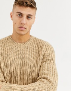 Плотный джемпер в рубчик ASOS DESIGN-Коричневый