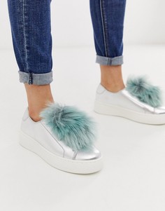 Серебристые кроссовки на платформе Steve Madden-Серебряный