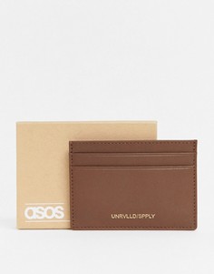 Коричневая кожаная кредитница с тиснением металлик ASOS DESIGN-Коричневый