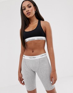 Серые хлопковые леггинсы-шорты с логотипом на поясе Calvin Klein Modern Cotton-Серый