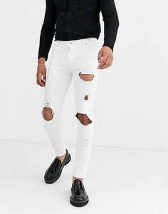 Белые джинсы скинни с рваной отделкой ASOS DESIGN-Белый