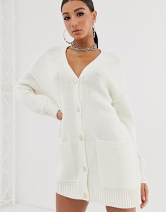 Платье-кардиган мини ASOS DESIGN-Кремовый