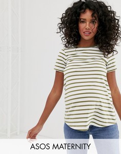 Футболка в полоску с круглым вырезом ASOS DESIGN Maternity-Мульти
