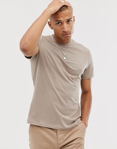 Бежевая футболка из органического хлопка с круглым вырезом ASOS DESIGN-Бежевый