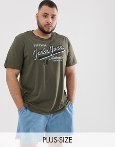 Футболка цвета хаки с логотипом в винтажном стиле Jack & Jones Essentials-Зеленый