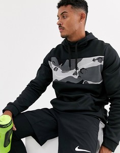 Худи черного цвета с камуфляжной вставкой Nike Training - therma-Черный