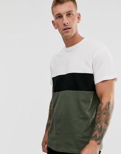 Зеленая футболка колор блок New Look-Зеленый