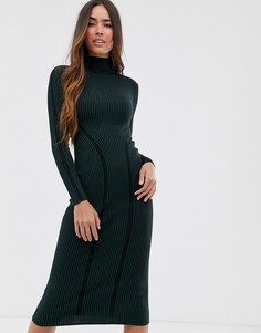 Трикотажное облегающее платье-футляр миди French Connection-Зеленый