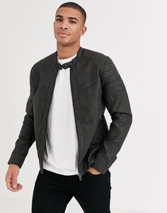 Байкерская куртка из искусственной кожи Jack & Jones Premium-Серый