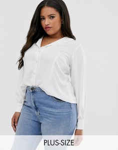 Блузка на пуговицах с пышными рукавами Fashion Union Рlus-Кремовый