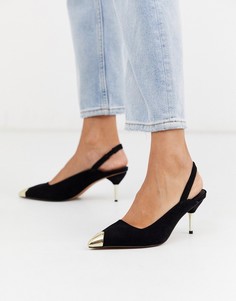 Черные туфли на каблуке с ремешком на пятке ASOS DESIGN Sascha-Черный