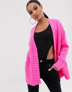 Oversize-кардиган неоновой расцветки NA-KD-Розовый