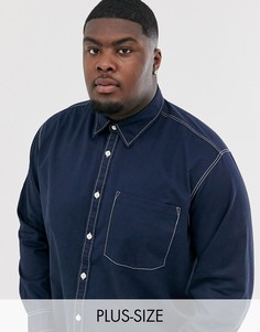 Темно-синяя рубашка с контрастными строчками Jack & Jones Originals-Темно-синий