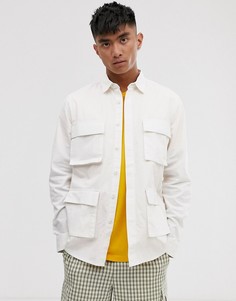 Белая рубашка в стиле милитари с карманами ASOS DESIGN-Белый