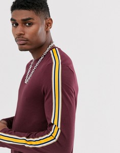 Бордовый лонгслив из органического хлопка с контрастным кантом ASOS DESIGN-Красный