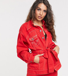 Джинсовая куртка в стиле вестерн с поясом из комплекта Liquor N Poker-Красный