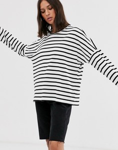 Футболка с длинным рукавом и узором в полоску Monki-Мульти