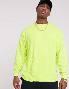 Неоново-желтый выбеленный oversize-лонгслив ASOS DESIGN