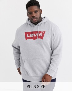 Худи серого цвета с логотипом в виде летучей мыши Levis Big & Tall-Серый Levis®