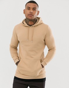 Бежевое длинное худи со вставкой на нижней кромке ASOS DESIGN-Бежевый