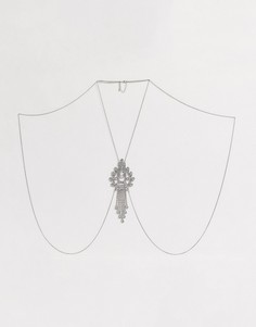 Серебристая цепочка для тела с кристаллом ASOS DESIGN-Серебряный