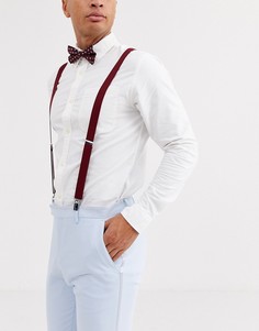 Бордовый галстук-бабочка и подтяжки с цветочным принтом ASOS DESIGN Wedding-Красный
