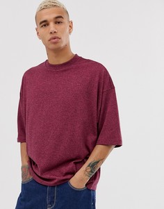 Розовая трикотажная оversize-футболка с укороченными рукавами ASOS DESIGN-Розовый