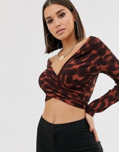 Топ со спущенными плечами и черепаховым принтом ASOS DESIGN-Мульти