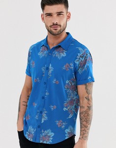 Трикотажная рубашка с цветочным принтом Ringspun-Синий