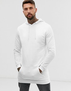 Белый очень длинный худи ASOS DESIGN