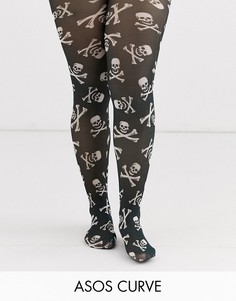Колготки на Хэллоуин с дизайном \череп и кости\" ASOS DESIGN Curve-Мульти