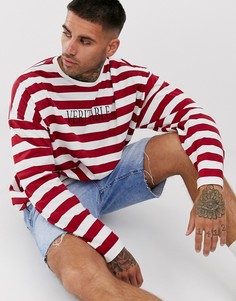 Oversize-лонгслив в полоску ASOS DESIGN-Красный