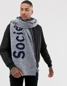 Супермягкий прямоугольный шарф с надписью ASOS DESIGN-Серый