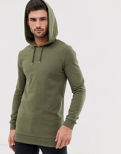 Обтягивающий худи цвета хаки ASOS DESIGN-Зеленый