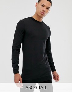 Черный длинный обтягивающий свитшот ASOS DESIGN Tall