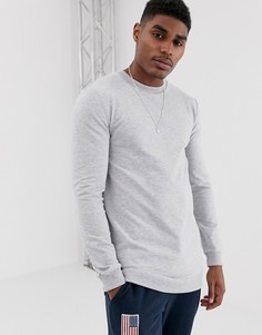 Серый меланжевый длинный свитшот облегающего кроя ASOS DESIGN