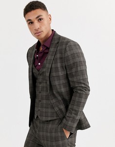 Коричневый пиджак в клетку River Island