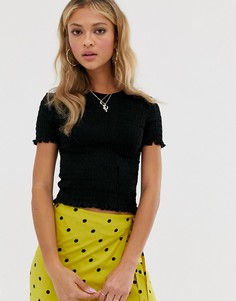 Черная футболка с отделкой по краям Miss Selfridge-Черный