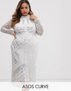 Платье миди ASOS EDITION Curve armour-Белый