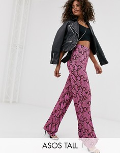 Широкие брюки с ярким змеиным принтом ASOS DESIGN Tall-Мульти