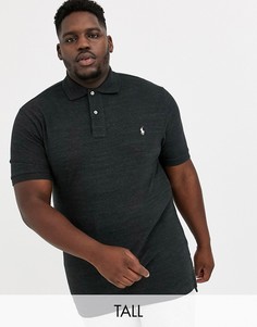 Черное поло из пике с логотипом Polo Ralph Lauren Big & Tall-Черный