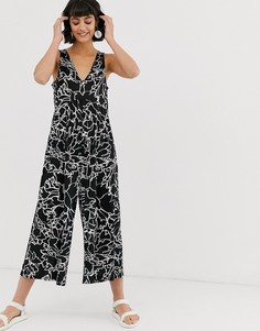 Монохромный свободный комбинезон с абстрактным принтом ASOS DESIGN-Мульти