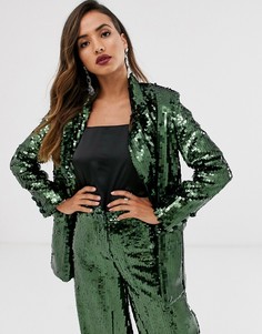 Двубортный блейзер с пайетками ASOS EDITION-Зеленый