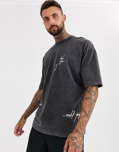 Oversize-футболка с принтом логотипа ASOS DESIGN-Черный