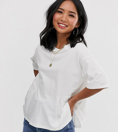 Свободный топ с отделкой ASOS DESIGN Petite-Бежевый