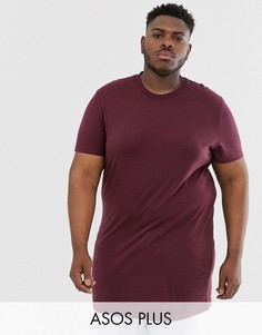 Бордовая длинная футболка с круглым вырезом ASOS DESIGN Plus-Красный